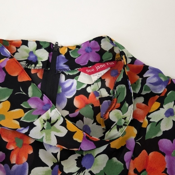 90's Floral Shorts High Rise Flared Tiered Skirt Mini - Picture 5 of 9